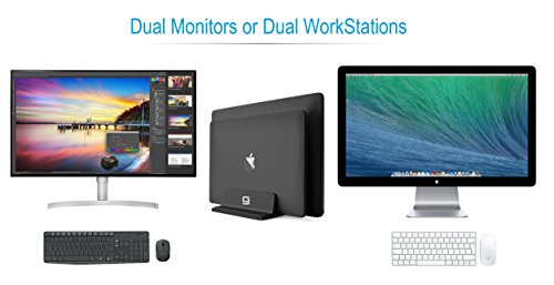 Double Vertical Laptop Stand, Adjustable Dock Compatible with All Laptops (Up to 20.3 inch) Dual 2 Slots (Black) - GodSpin