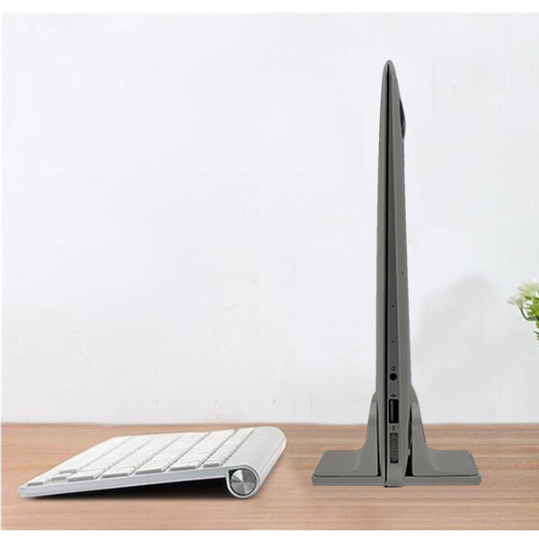 Vertical Laptop Stand [Adjustable] Desktop Aluminum Compact Fit All Sizes - Space Gray - GodSpin