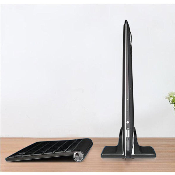 Vertical Laptop Stand [Adjustable] Desktop Aluminum Compact Fit All Sizes - Black - GodSpin