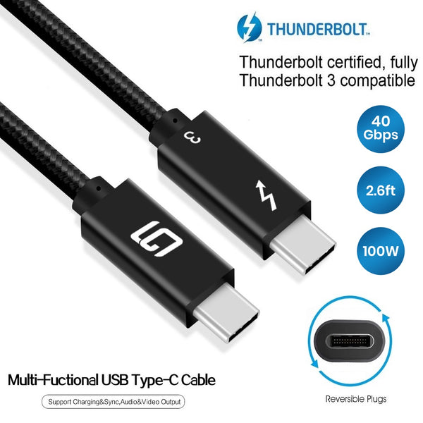 Thunderbolt 3 Cable [Intel Certified]  Superspeed (40Gbps) 2.6ft - GodSpin