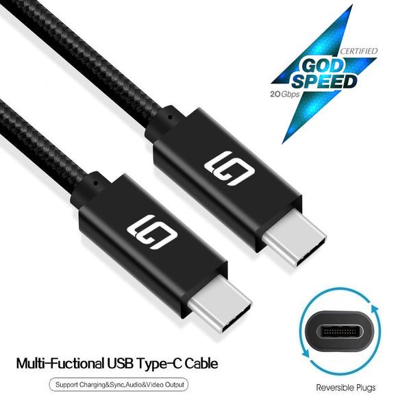 USB-C to USB-C Cable (20Gbps) Nylon Braided, Fast Charging, Dual 4K, 100W (3.3ft/1.0M) - GodSpin