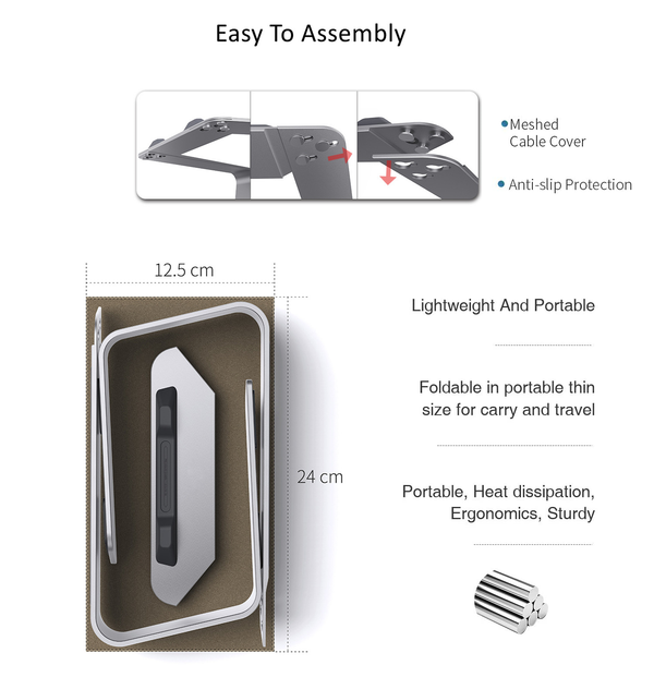 Laptop Stand, Aluminum Computer Riser, Ergonomic Detachable Portable - GodSpin