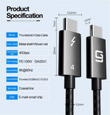 Thunderbolt 4 Cable 6ft, Certified, Braided, 40Gbp 100W Charging, 8K Display/Dual 4K, USB-C USB4 Cable for MacBook, Hub, Docking (6ft/40Gbps) - GodSpin