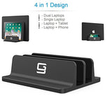 Double Vertical Laptop Stand, Adjustable Dock Compatible with All Laptops (Up to 20.3 inch) Dual 2 Slots (Black) - GodSpin