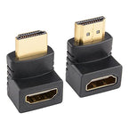 HDMI Right Angle Adapter [2 Pack] 90 and 270 Degree, Male to Female Connector, Support 4k, 3D, HDR