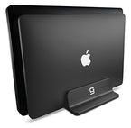 Double Vertical Laptop Stand, Adjustable Dock Compatible with All Laptops (Up to 20.3 inch) Dual 2 Slots (Black)