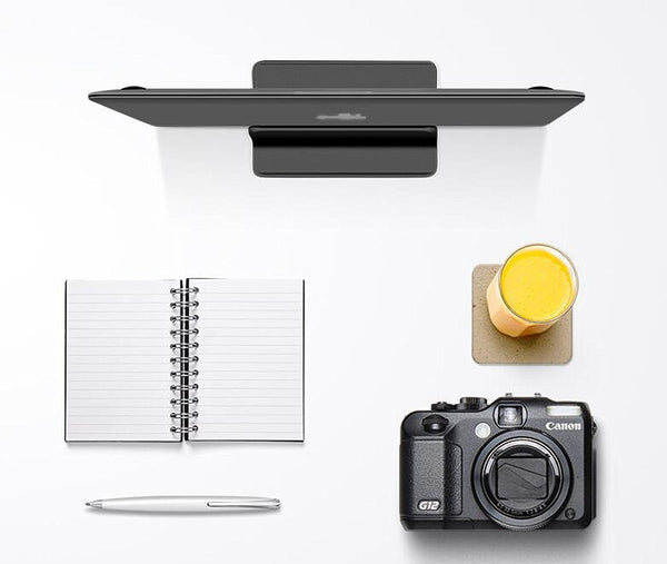 Vertical Laptop Stand [Adjustable] Desktop Aluminum Compact Fit All Sizes - Black - GodSpin