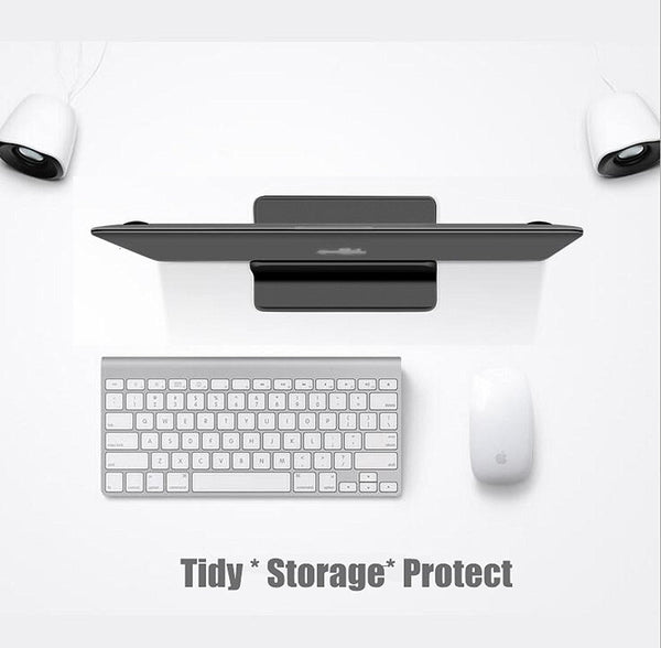 Vertical Laptop Stand [Adjustable] Desktop Aluminum Compact Fit All Sizes - Black - GodSpin