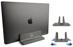 Vertical Laptop Stand [Adjustable] Desktop Aluminum Compact Fit All Sizes - Space Gray