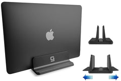 Vertical Laptop Stand [Adjustable] Desktop Aluminum Compact Fit All Sizes - Black