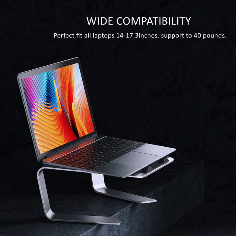 Laptopstandaard Voor Bureau – Ergonomische Aluminium Riser, Geventileerd, Compatibel Met 11 Tot 17,3 Inch, Zilver